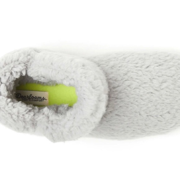 DEARFOAMS Womens Terry Slipper Booties Size 5-6 Faux Fur Gray Washable New - Picture 3 of 7